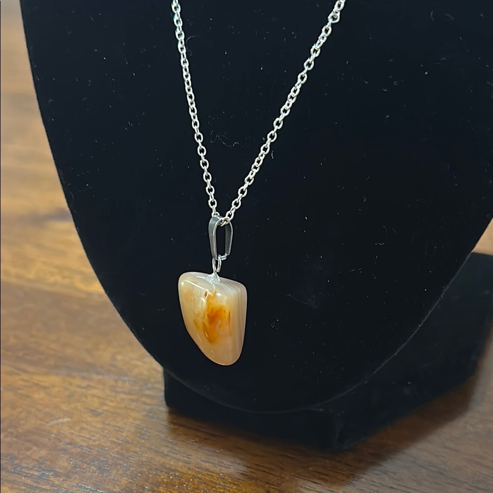 Silver and Orange Pendant Necklace